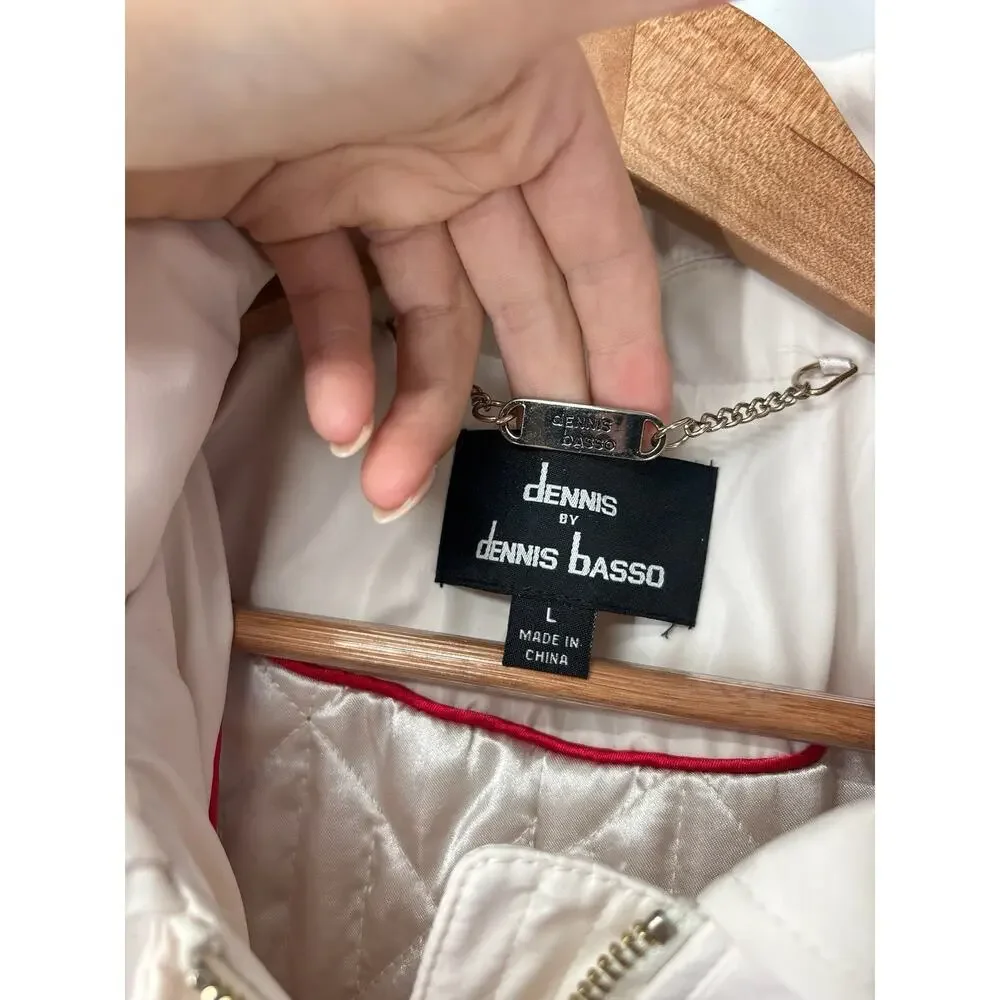 Dennis Basso Ivory Coat Large Deep Pockets Comfy Warm Cozy Waterproof & Hooded